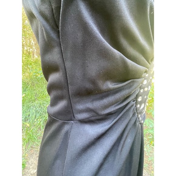 Vintage 1970s Slinky Black Dress With Glass Rhinestones S/M - Picture 6 of 16